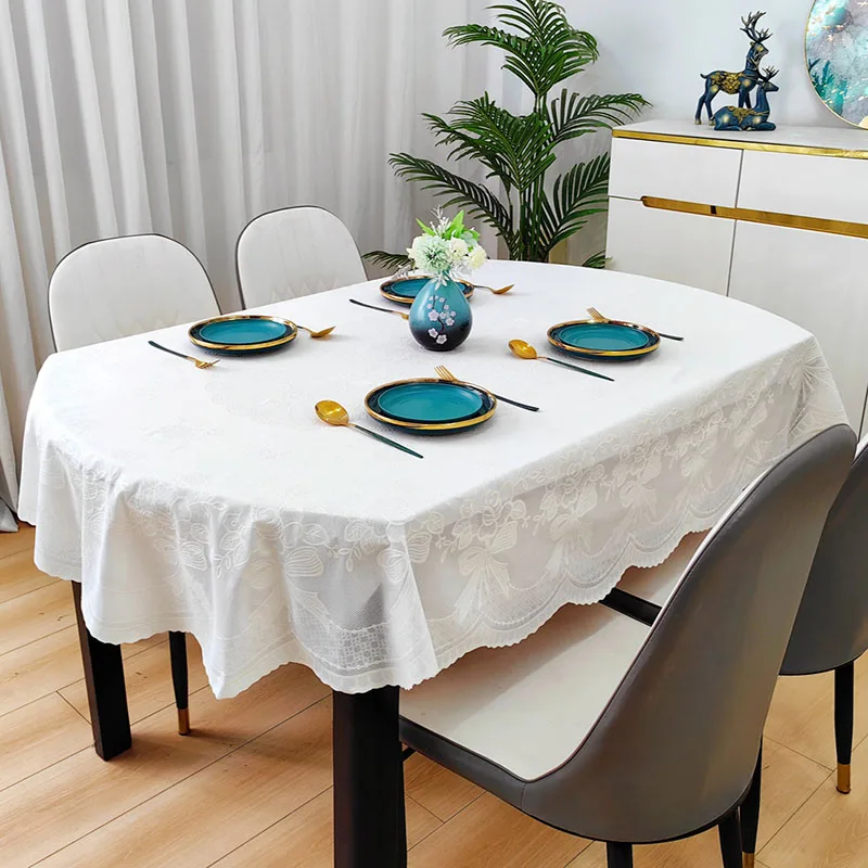 Home Textiles Today News - 新しい PVC 楕円形防水テーブルクロスヨーロッパの古典的なプリント防塵デスクカバー絶妙な家の装飾リビングルーム用
