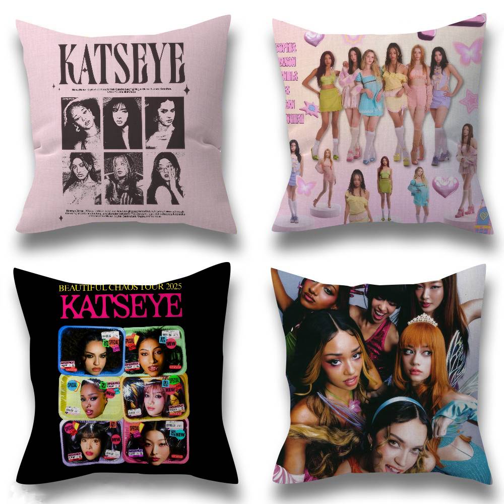 Home.Textiles Cushion - Kpop ホットガール K-KATSEYE 枕カバー 寝室やリビングルームのソファ用装飾クッションカバー