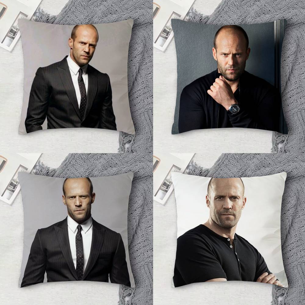 Home.Textiles Cushion - J-Jason statham 両面プリント正方形装飾クッションカバー ソファ リビングルーム ホームデコレーション用