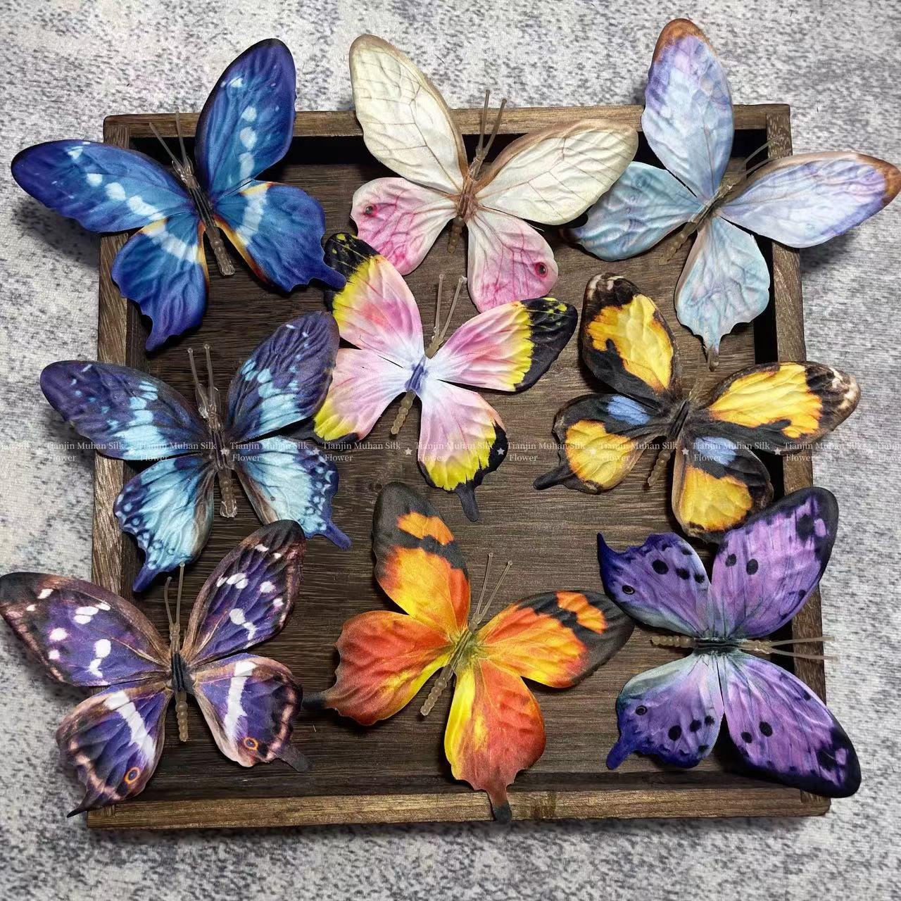 Home Textiles Designer - 9 個の大型バイオニック蝶人工蝶の花リアルなデザイン鮮やかな色家の装飾 DIY 工芸品妖精の庭