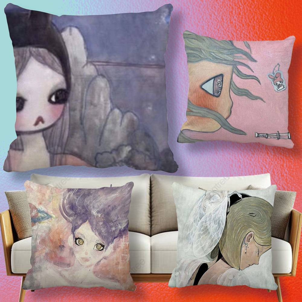 Aya Home Textiles - Aya Takano P-paintings 両面プリント枕カバー ソリッドカラーのミニマリスト枕カバー、あらゆる寝室のスタイルに適しています