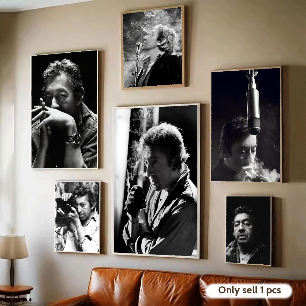 Home Textiles France - フランスの歌手 S-Serge Gainsbourg ポスター 防水ウォールアートステッカー ホームバー装飾用