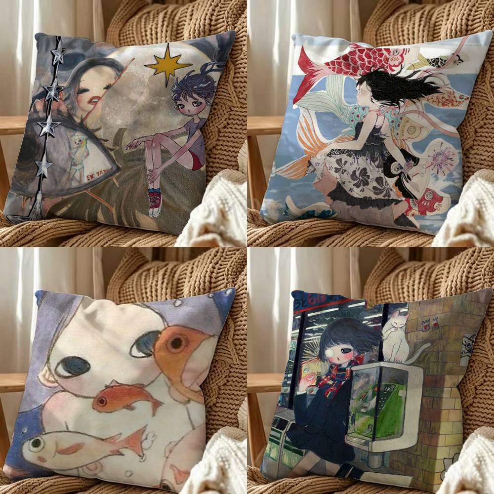Aya Home Textiles - 高野杏美アート 両面プリントクッションカバー 寝室 ベッドサイド ソファ枕カバー