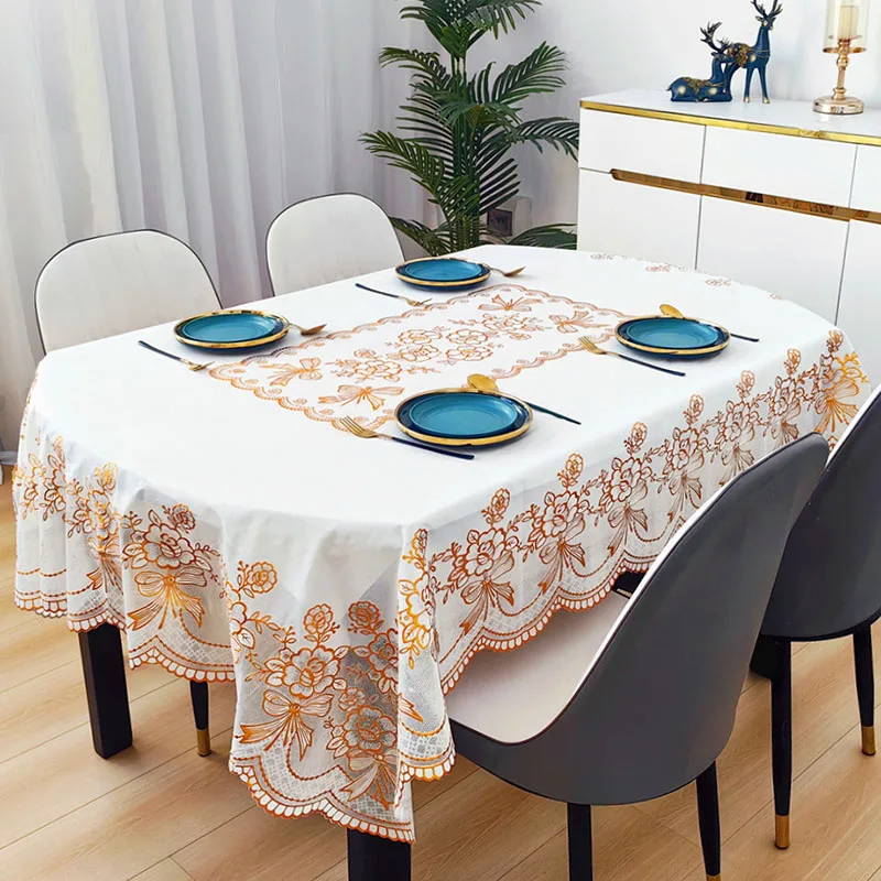 新しい PVC 楕円形防水テーブルクロスヨーロッパの古典的な - Home Textiles Today News のレビューと価格