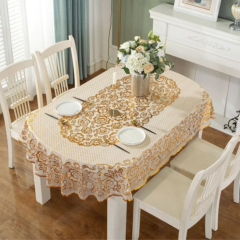 新しい PVC 楕円形防水テーブルクロスヨーロッパの古典的な - Home Textiles Today News のレビューと価格