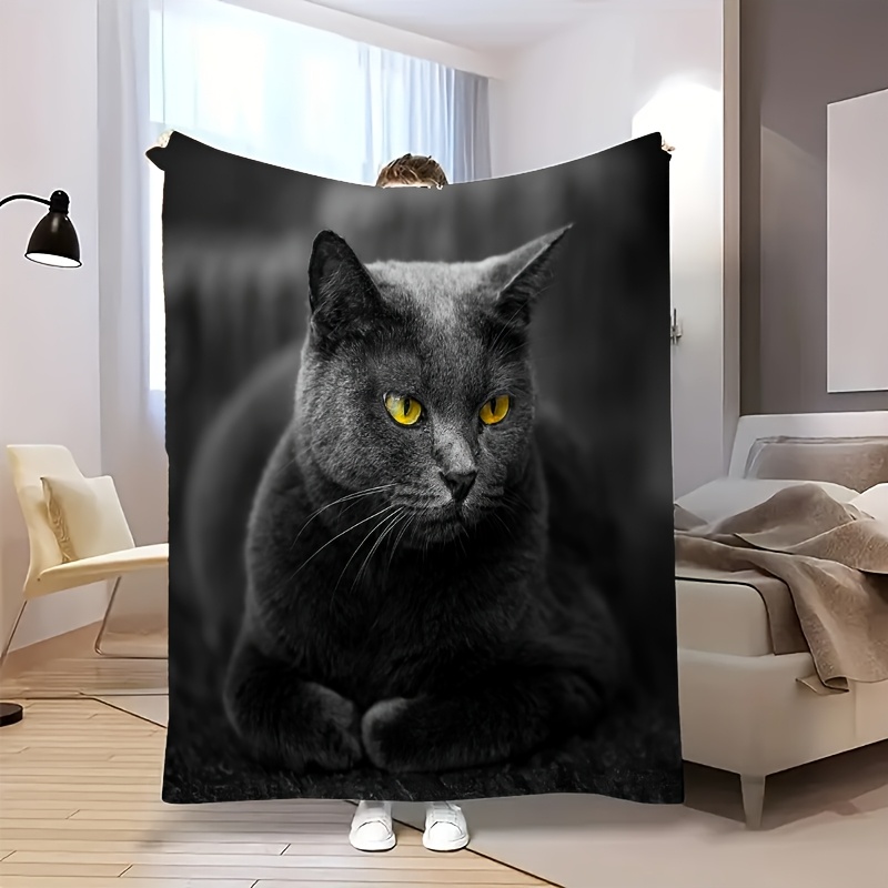 居心地の良い高精細愛らしい青い猫プリントフランネルスローブラ - Home Textiles Definition のレビューと価格