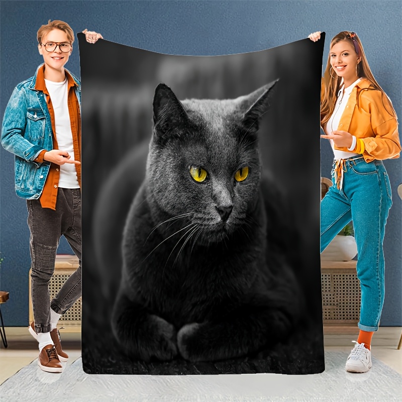 居心地の良い高精細愛らしい青い猫プリントフランネルスローブラ - Home Textiles Definition のレビューと価格