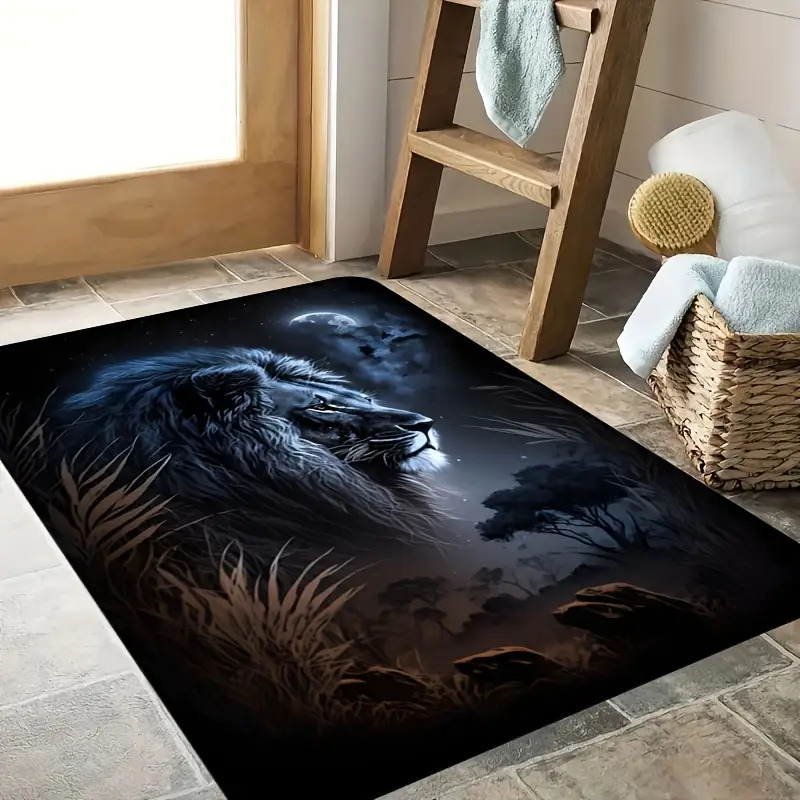 星空の夜のライオンフロアマット - クリエイティブな金色の動 - Home Textiles Designer のレビューと価格