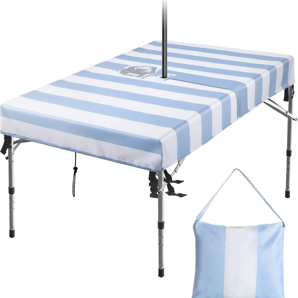 傘穴と巾着付き屋外テーブルクロス ピクニック用防水生地布 ピ - Home Textiles Today News のレビューと価格