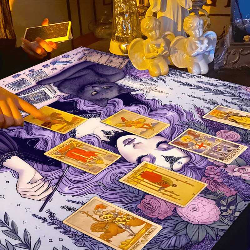 藤魔女テーブルクロスタロット占い黒猫クリスタルラウンドテーブ - Home Textiles Today News のレビューと価格
