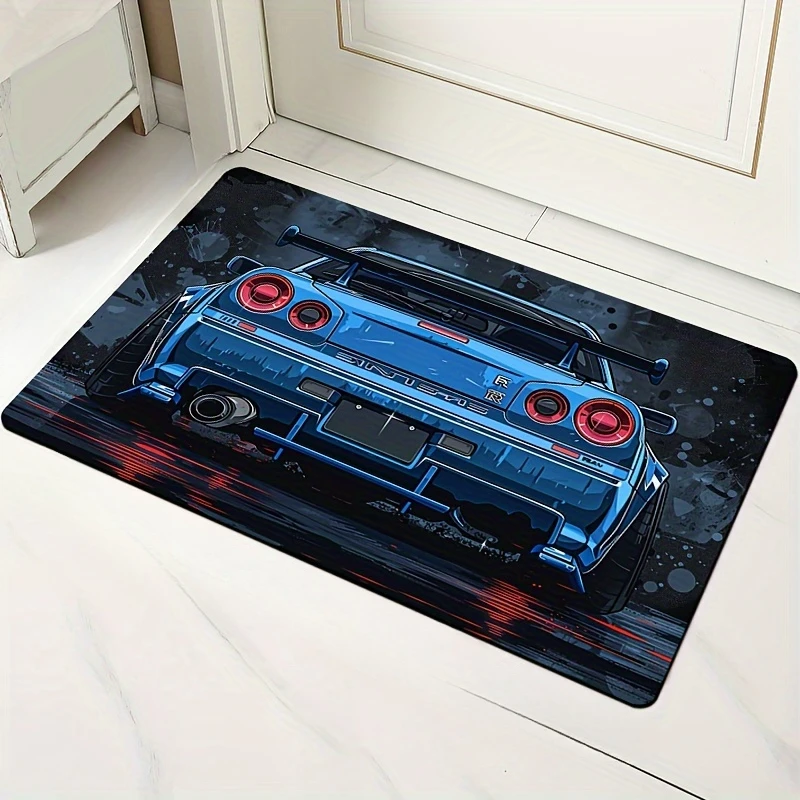 クールなスポーツカーデザインのドアマット、フランネル長方形屋 - Home Textiles Designer のレビューと価格