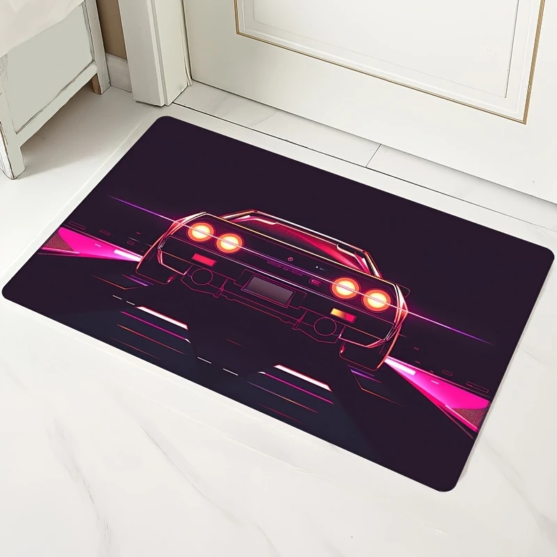 クールなスポーツカーデザインのドアマット、フランネル長方形屋 - Home Textiles Designer のレビューと価格