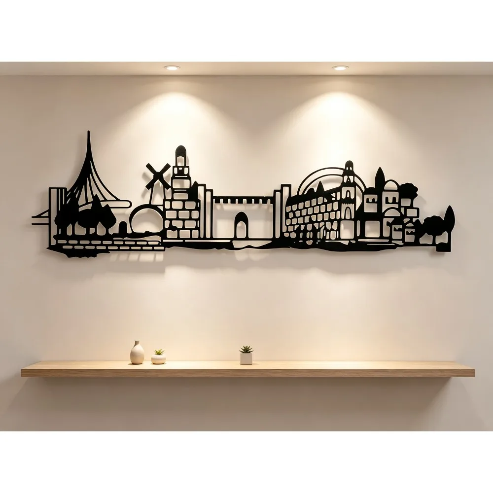 CIFBUY 鉄製ウォールアート エルサレムのスカイライン  - Home & Hotel Textiles Private Limited のレビューと価格