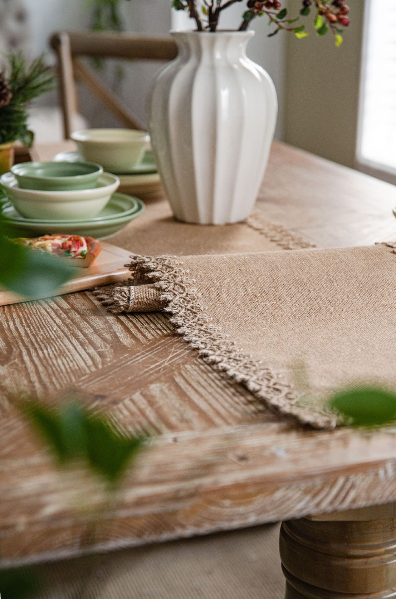 シンプルなレースのテーブルランナー,天然のヴィンテージジュー - Home Textiles Today News のレビューと価格